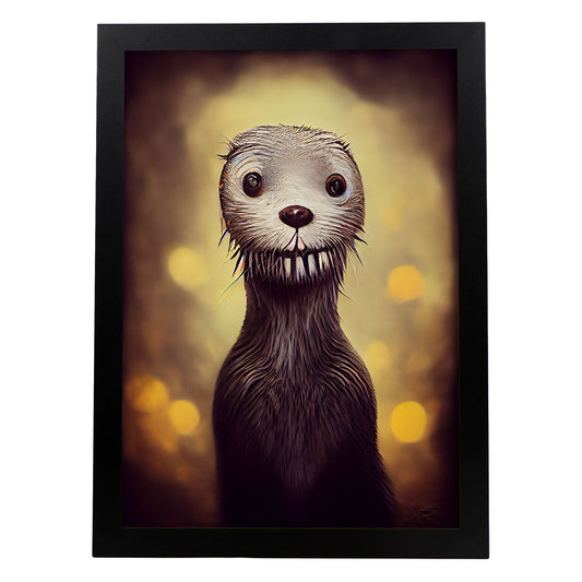 Nacnic Lámina Nutria Optimista estilo T. Burton. Ilustraciones y pósters de animales inspirados en el arte gótico y oscuro de Burton. Diseño y Decoración de Interiores.-Artwork-Nacnic-A4-Sin marco-Nacnic Estudio SL