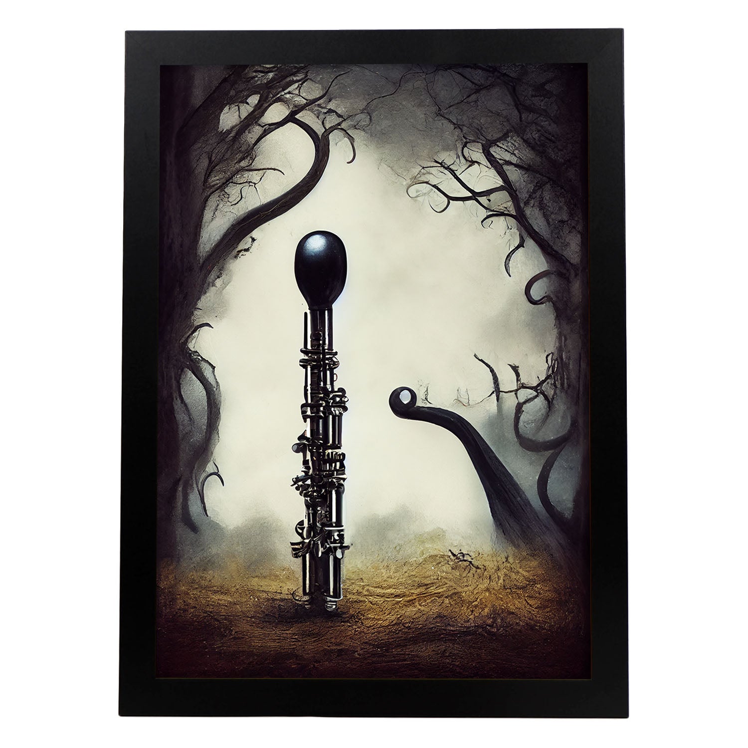 Nacnic Lámina Oboe Sociable al estilo de T. Burton. Ilustraciones de escenas y lugares inspiradas en arte gótico y oscuro. Diseño y Decoración de Interiores.-Artwork-Nacnic-A4-Sin marco-Nacnic Estudio SL