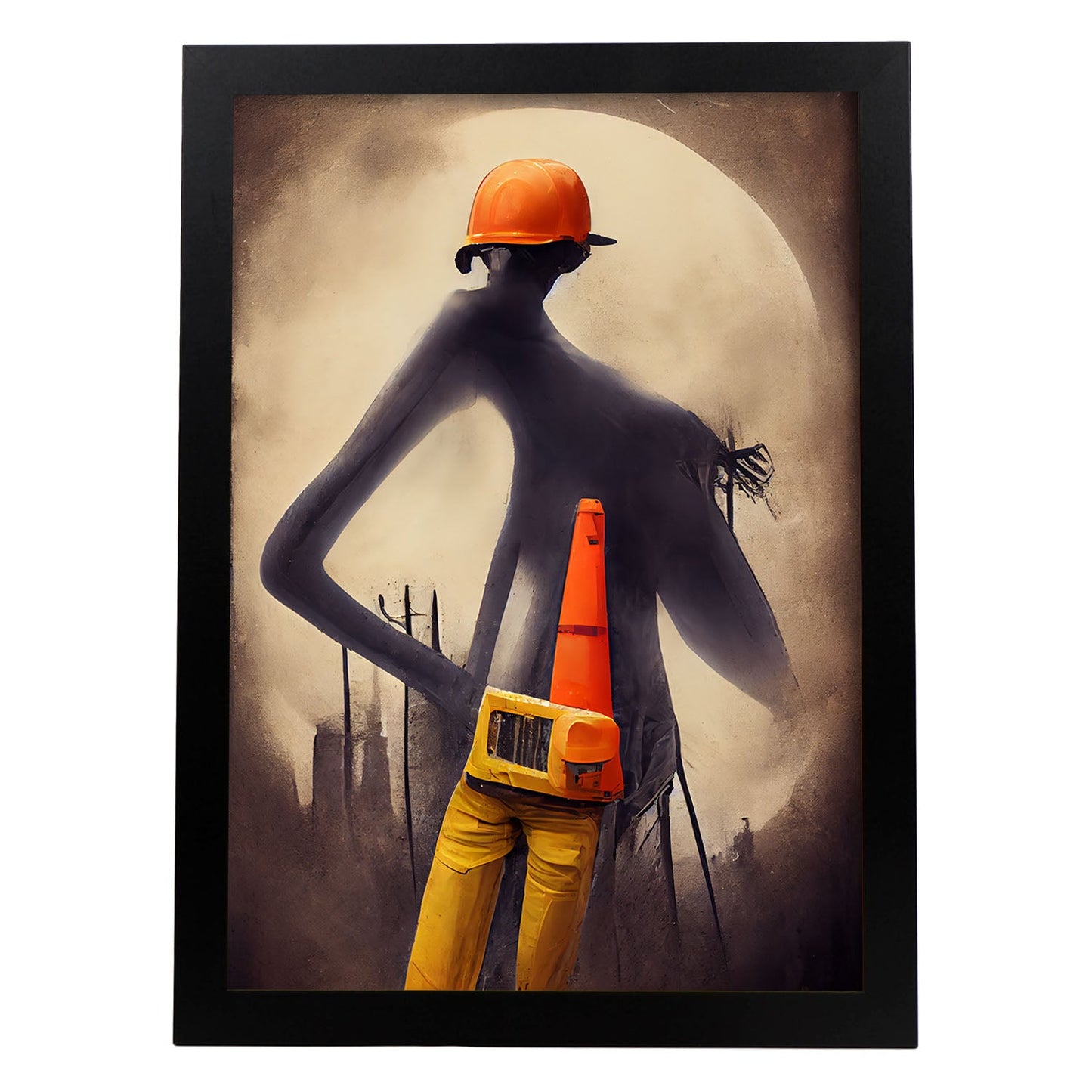 Nacnic Lámina Obrero Decidido al estilo de T. Burton. Ilustraciones de profesiones y oficios inspiradas en arte gótico y oscuro. Diseño y Decoración de Interiores.-Artwork-Nacnic-A3-Sin marco-Nacnic Estudio SL