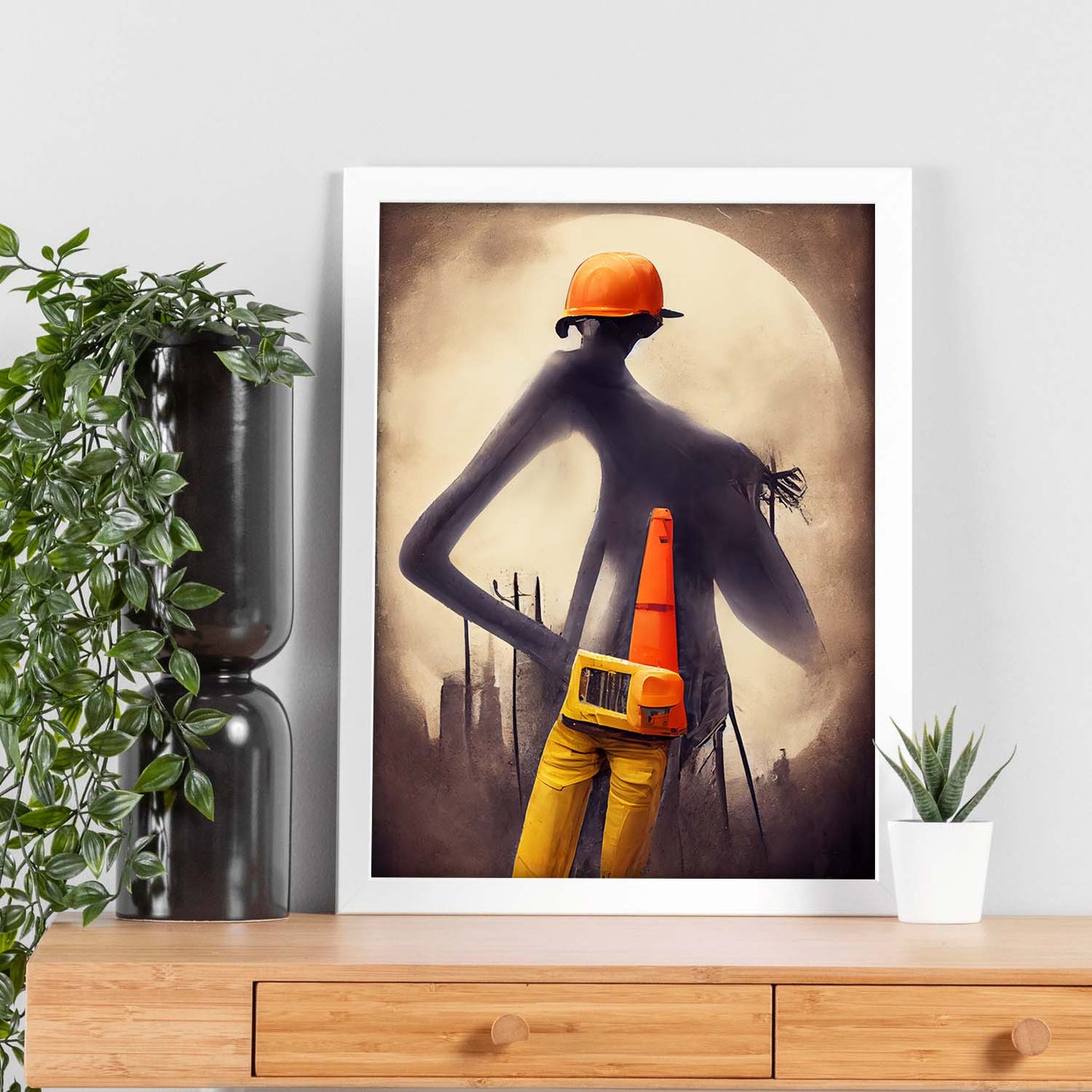 Nacnic Lámina Obrero Decidido al estilo de T. Burton. Ilustraciones de profesiones y oficios inspiradas en arte gótico y oscuro. Diseño y Decoración de Interiores.-Artwork-Nacnic-Nacnic Estudio SL