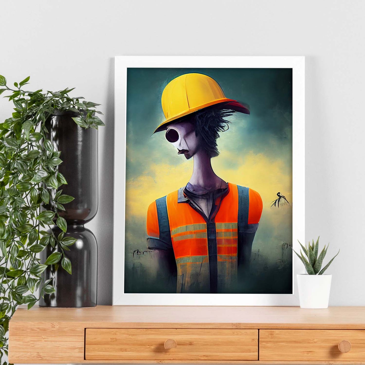 Nacnic Lámina Obrero Tolerante al estilo de T. Burton. Ilustraciones de profesiones y oficios inspiradas en arte gótico y oscuro. Diseño y Decoración de Interiores.-Artwork-Nacnic-Nacnic Estudio SL