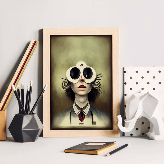 Nacnic Lámina Oculista Dinámico al estilo de T. Burton. Ilustraciones de profesiones y oficios inspiradas en arte gótico y oscuro. Diseño y Decoración de Interiores.-Artwork-Nacnic-Nacnic Estudio SL