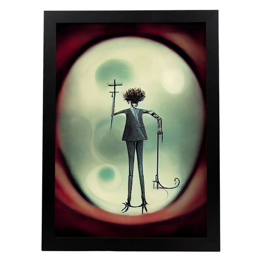 Nacnic Lámina Oculista Imaginativo al estilo de T. Burton. Ilustraciones de profesiones y oficios inspiradas en arte gótico y oscuro. Diseño y Decoración de Interiores.-Artwork-Nacnic-A4-Sin marco-Nacnic Estudio SL