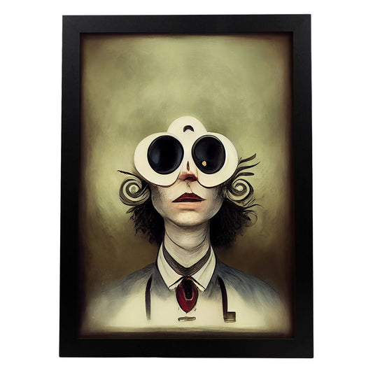 Nacnic Lámina Oculista Sociable al estilo de T. Burton. Ilustraciones de profesiones y oficios inspiradas en arte gótico y oscuro. Diseño y Decoración de Interiores.-Artwork-Nacnic-A4-Sin marco-Nacnic Estudio SL