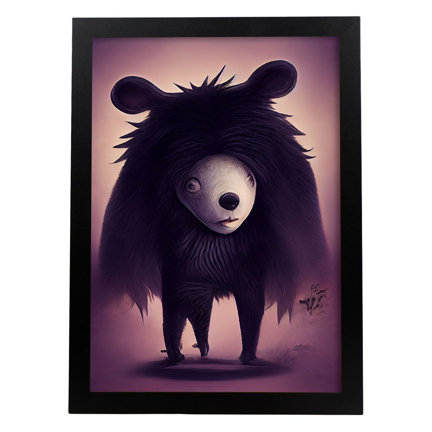 Nacnic Lámina Oso Amistoso estilo T. Burton. Ilustraciones y pósters de animales inspirados en el arte gótico y oscuro de Burton. Diseño y Decoración de Interiores.-Artwork-Nacnic-A4-Sin marco-Nacnic Estudio SL