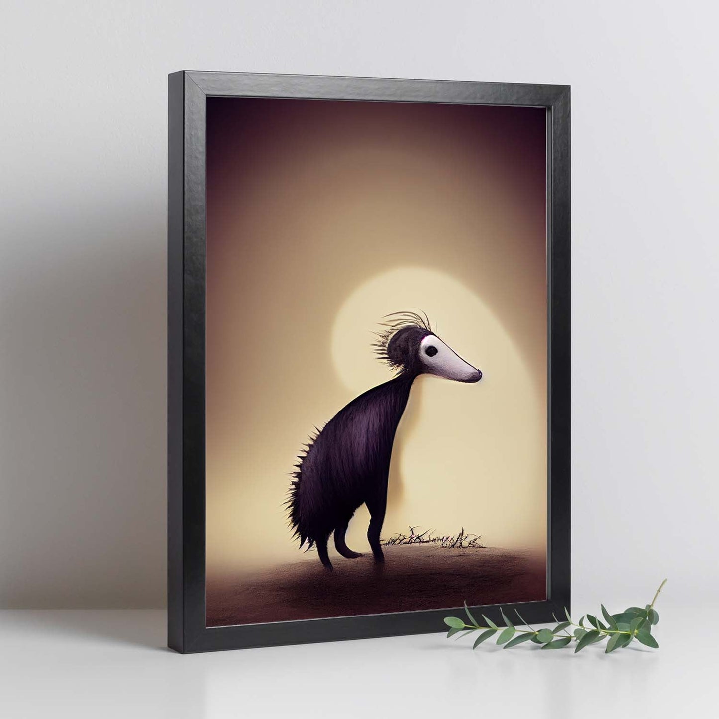 Nacnic Lámina Oso hormiguero Humilde estilo T. Burton. Ilustraciones y pósters de animales inspirados en el arte gótico y oscuro de Burton. Diseño y Decoración de Interiores.-Artwork-Nacnic-Nacnic Estudio SL