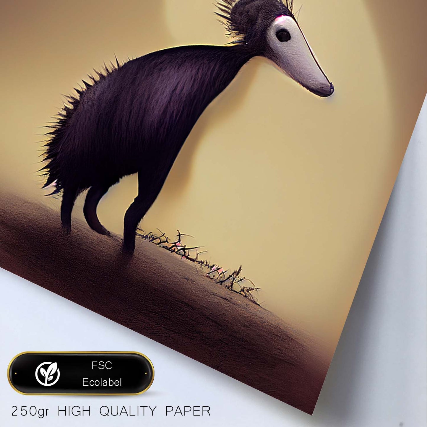 Nacnic Lámina Oso hormiguero Humilde estilo T. Burton. Ilustraciones y pósters de animales inspirados en el arte gótico y oscuro de Burton. Diseño y Decoración de Interiores.-Artwork-Nacnic-Nacnic Estudio SL