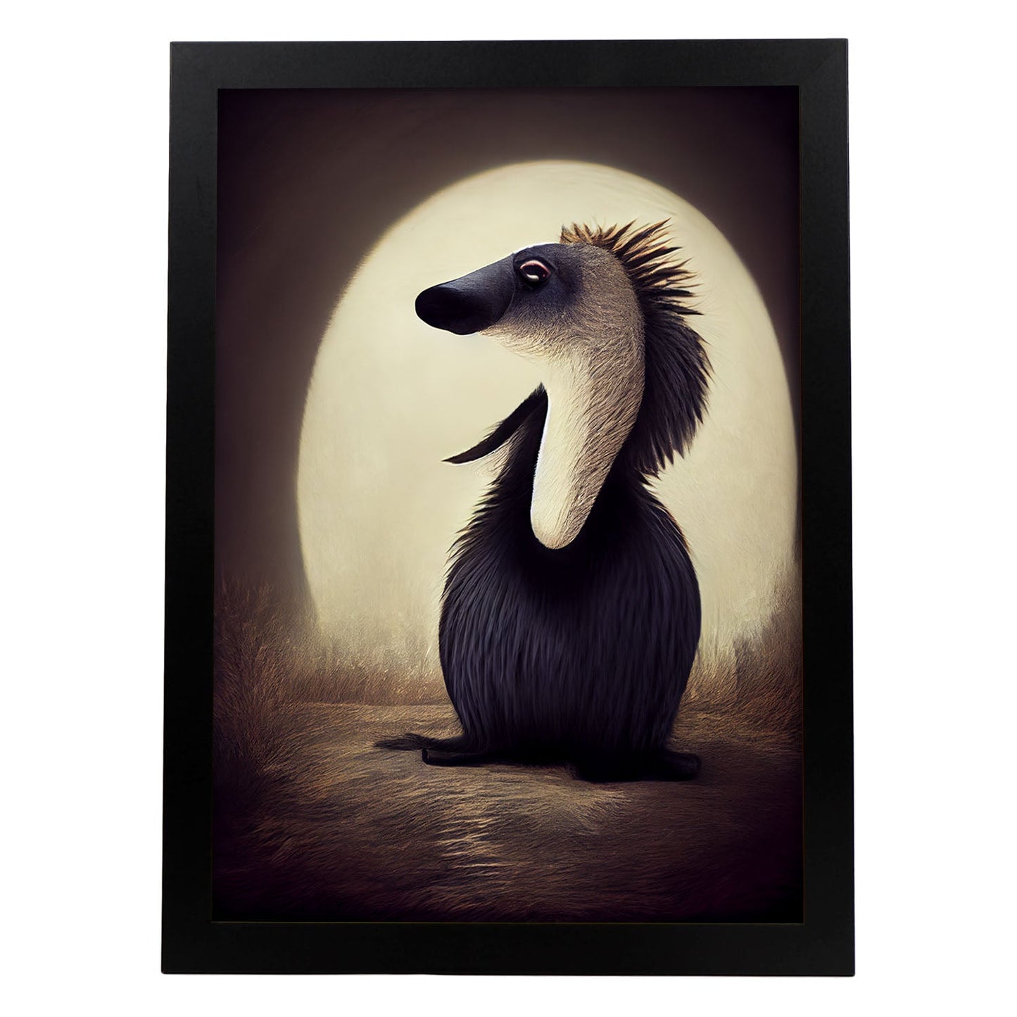 Nacnic Lámina Oso hormiguero Tolerante estilo T. Burton. Ilustraciones y pósters de animales inspirados en el arte gótico y oscuro de Burton. Diseño y Decoración de Interiores.-Artwork-Nacnic-A4-Sin marco-Nacnic Estudio SL