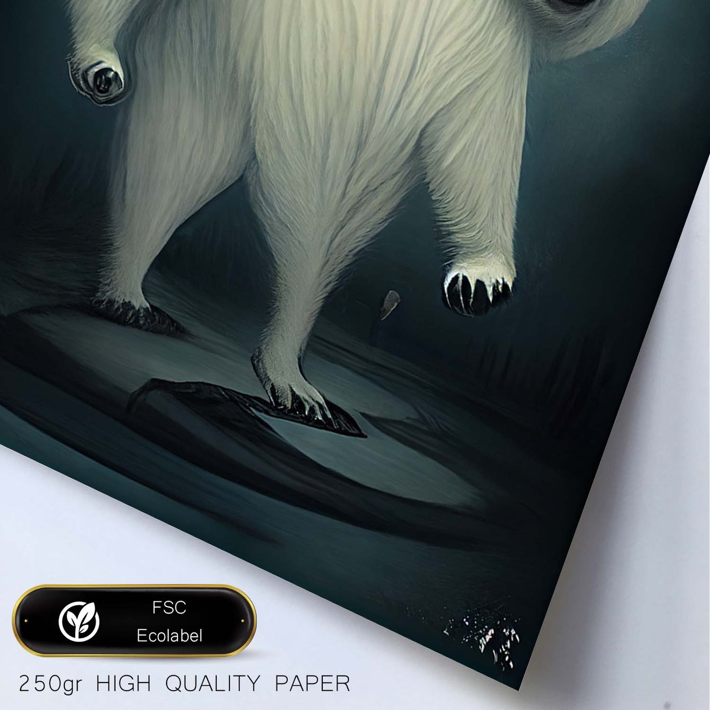 Nacnic Lámina Oso polar Generoso estilo T. Burton. Ilustraciones y pósters de animales inspirados en el arte gótico y oscuro de Burton. Diseño y Decoración de Interiores.-Artwork-Nacnic-Nacnic Estudio SL