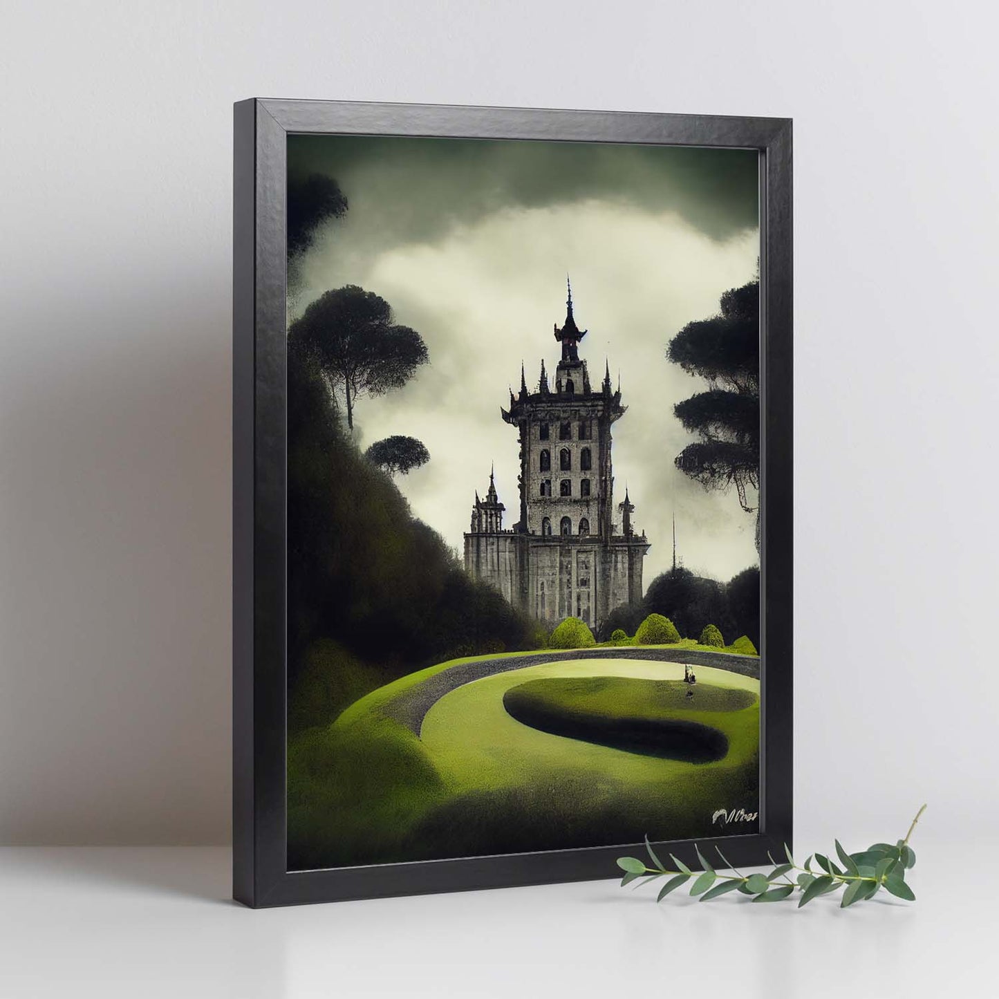 Nacnic Lámina Palacio de la Pena Decidido al estilo de T. Burton. Ilustraciones de monumentos, ciudades, paises inspiradas en arte gótico y oscuro. Diseño y Decoración de Interiores.-Artwork-Nacnic-Nacnic Estudio SL