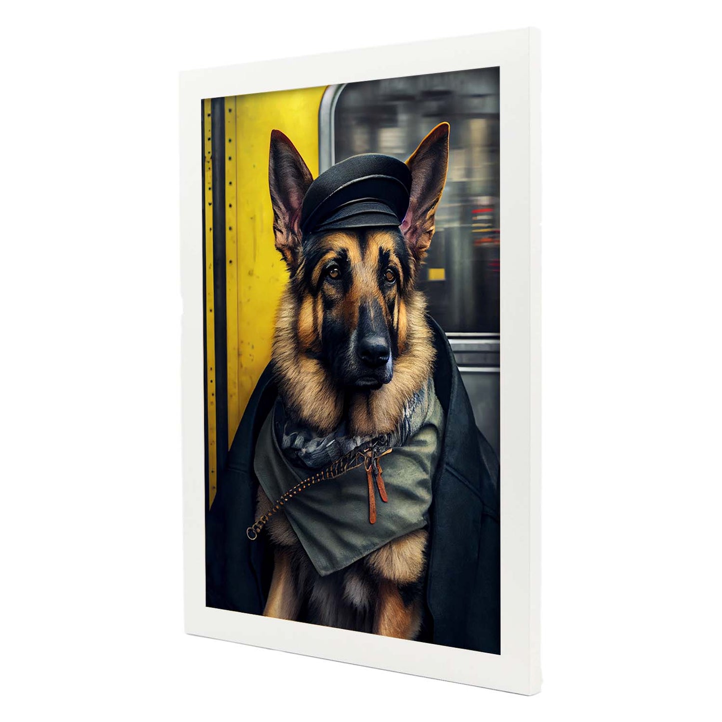 Nacnic Lámina Pastor alemán abrigado Cariñoso en estilo Fotografía a todo color. Divertidas ilustraciones realistas de animales con ropa humana. Diseño y Decoración de Interiores.-Artwork-Nacnic-Nacnic Estudio SL