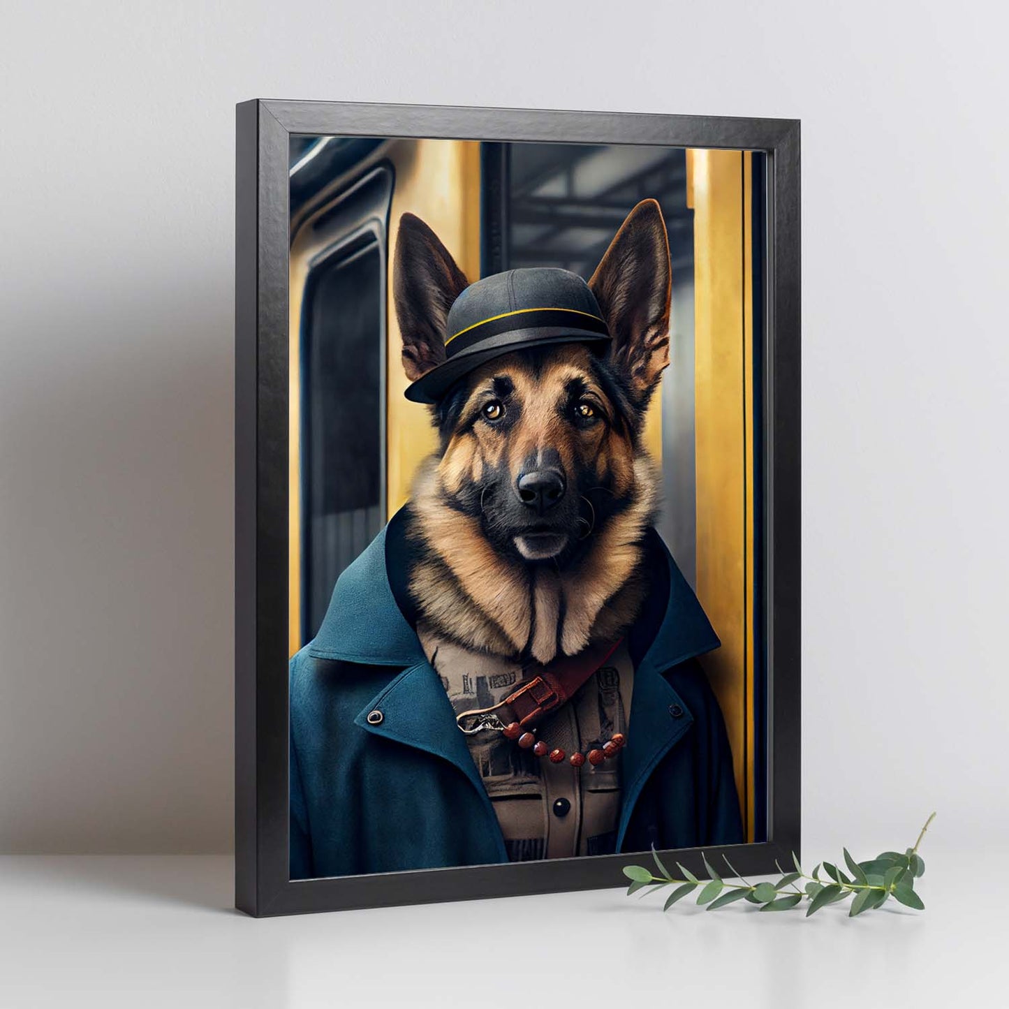 Nacnic Lámina Pastor alemán Cooperativo en estilo Fotografía a todo color. Divertidas ilustraciones realistas de animales con ropa humana. Diseño y Decoración de Interiores.-Artwork-Nacnic-Nacnic Estudio SL