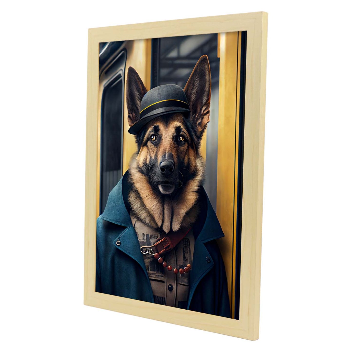 Nacnic Lámina Pastor alemán Cooperativo en estilo Fotografía a todo color. Divertidas ilustraciones realistas de animales con ropa humana. Diseño y Decoración de Interiores.-Artwork-Nacnic-Nacnic Estudio SL