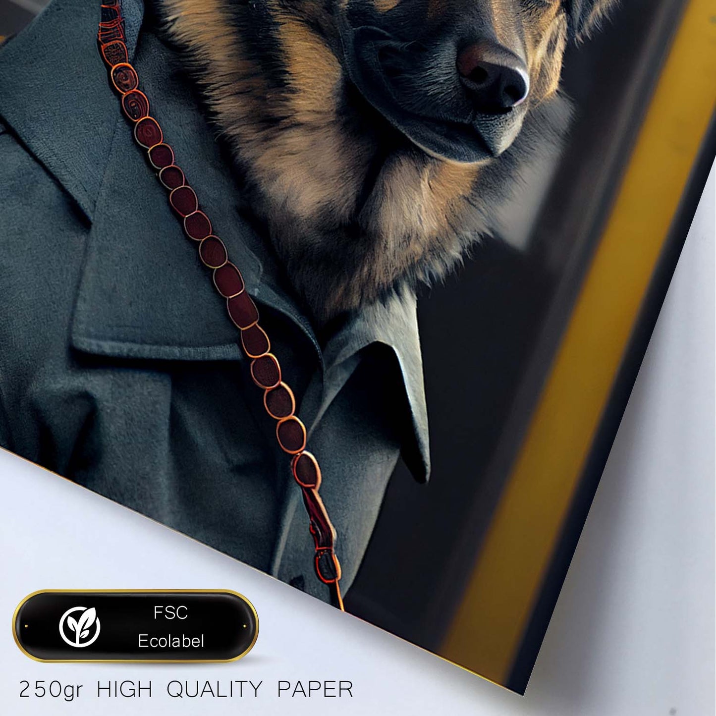Nacnic Lámina Pastor alemán Decidido en estilo Fotografía a todo color. Divertidas ilustraciones realistas de animales con ropa humana. Diseño y Decoración de Interiores.-Artwork-Nacnic-Nacnic Estudio SL