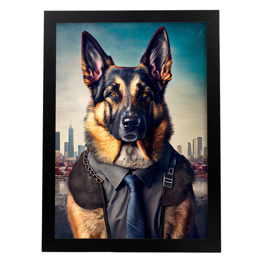 Nacnic Lámina Pastor alemán Encantador en estilo Fotografía a todo color. Divertidas ilustraciones realistas de animales con ropa humana. Diseño y Decoración de Interiores.-Artwork-Nacnic-A4-Sin marco-Nacnic Estudio SL