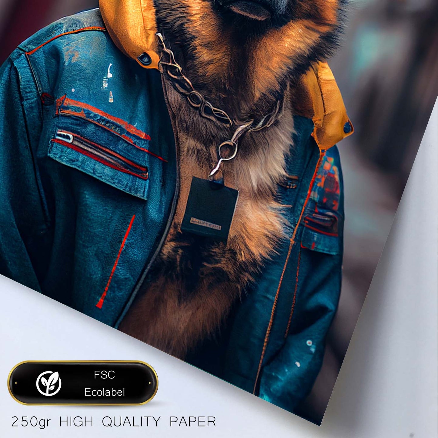 Nacnic Lámina Pastor alemán Generoso en estilo Fotografía a todo color. Divertidas ilustraciones realistas de animales con ropa humana. Diseño y Decoración de Interiores.-Artwork-Nacnic-Nacnic Estudio SL
