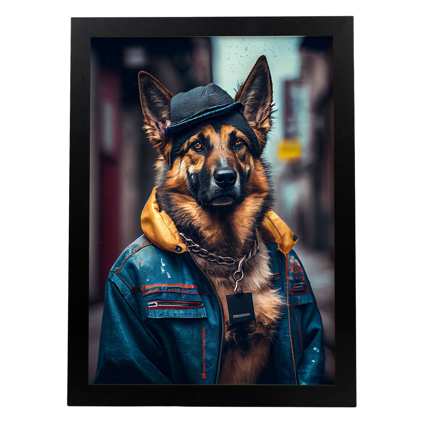 Nacnic Lámina Pastor alemán Generoso en estilo Fotografía a todo color. Divertidas ilustraciones realistas de animales con ropa humana. Diseño y Decoración de Interiores.-Artwork-Nacnic-A4-Sin marco-Nacnic Estudio SL