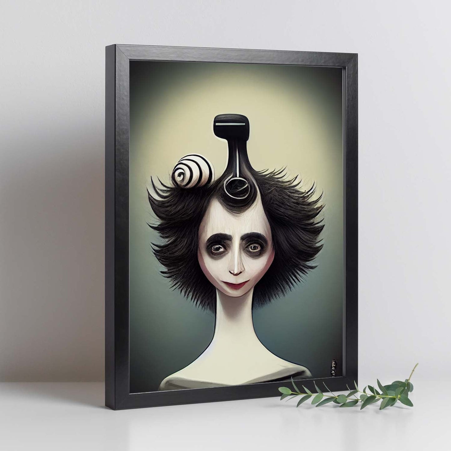 Nacnic Lámina Peluquero Responsable al estilo de T. Burton. Ilustraciones de profesiones y oficios inspiradas en arte gótico y oscuro. Diseño y Decoración de Interiores.-Artwork-Nacnic-Nacnic Estudio SL