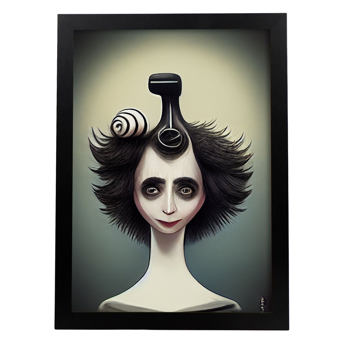 Nacnic Lámina Peluquero Responsable al estilo de T. Burton. Ilustraciones de profesiones y oficios inspiradas en arte gótico y oscuro. Diseño y Decoración de Interiores.-Artwork-Nacnic-A3-Sin marco-Nacnic Estudio SL