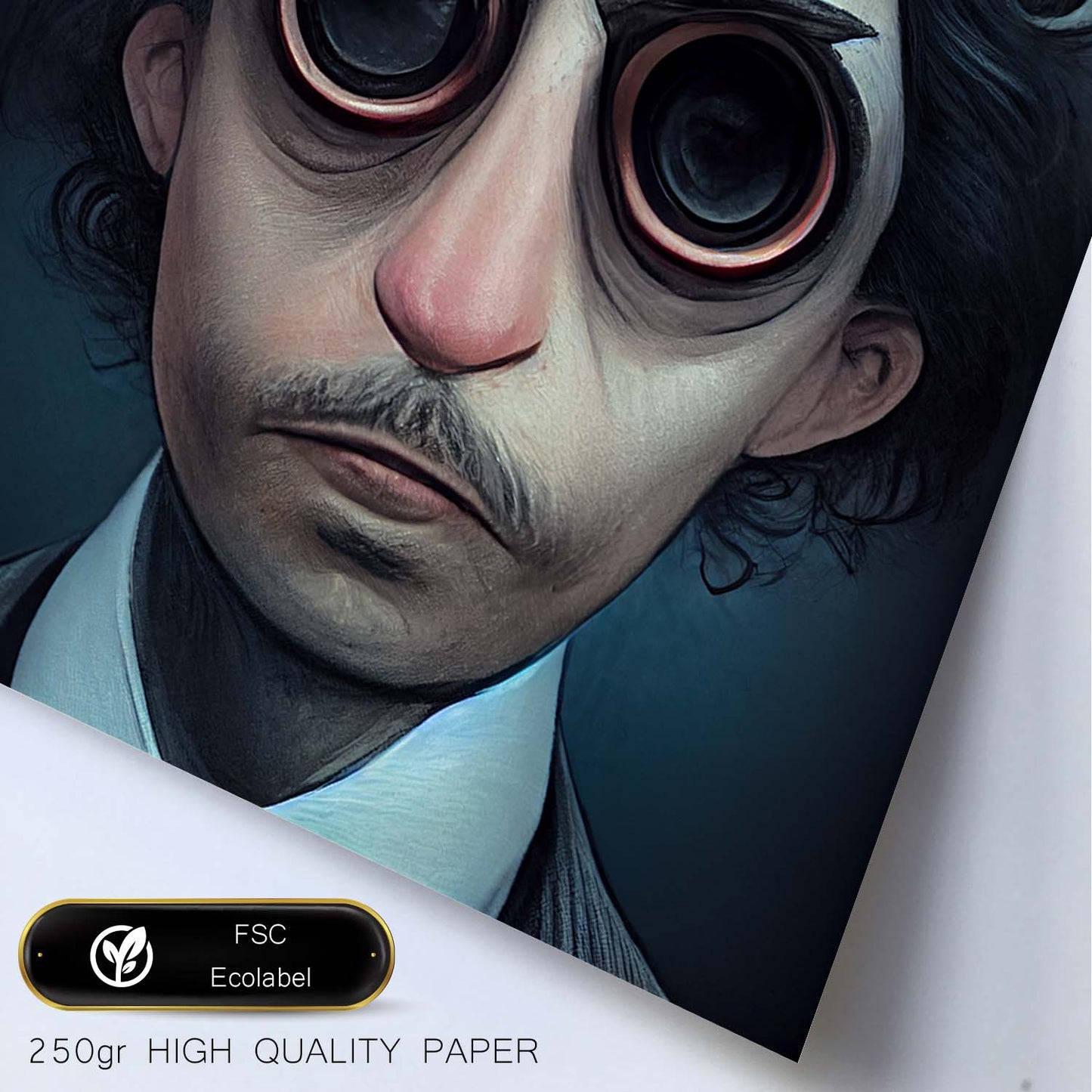 Nacnic Lámina Periodista Compasivo al estilo de T. Burton. Ilustraciones de profesiones y oficios inspiradas en arte gótico y oscuro. Diseño y Decoración de Interiores.-Artwork-Nacnic-Nacnic Estudio SL