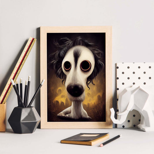 Nacnic Lámina Perro Amable estilo T. Burton. Ilustraciones y pósters de animales inspirados en el arte gótico y oscuro de Burton. Diseño y Decoración de Interiores.-Artwork-Nacnic-Nacnic Estudio SL