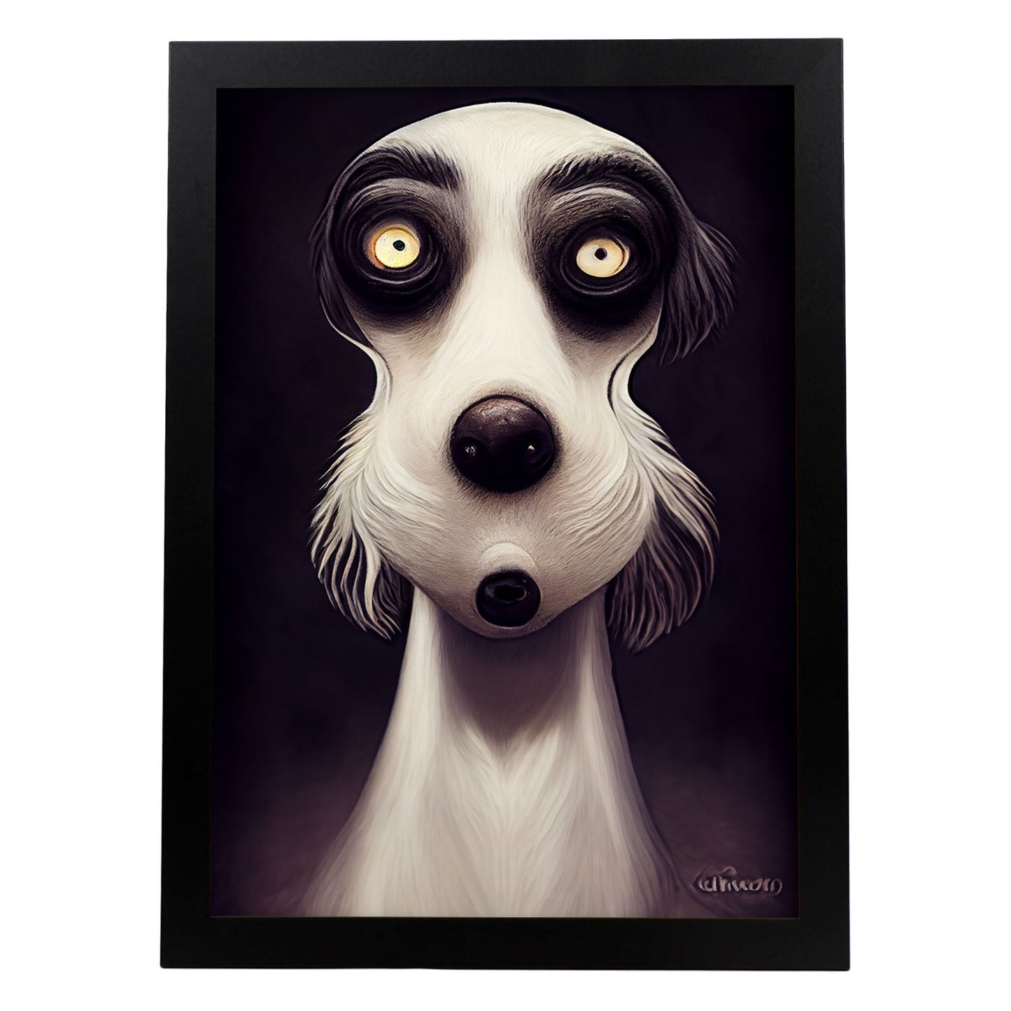 Nacnic Lámina Perro Dependiente estilo T. Burton. Ilustraciones y pósters de animales inspirados en el arte gótico y oscuro de Burton. Diseño y Decoración de Interiores.-Artwork-Nacnic-A4-Sin marco-Nacnic Estudio SL
