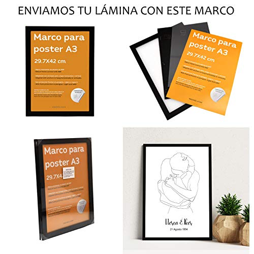 Lamina Personalizada Abrazo Pareja Nacnic con Nombre y Aniversario
