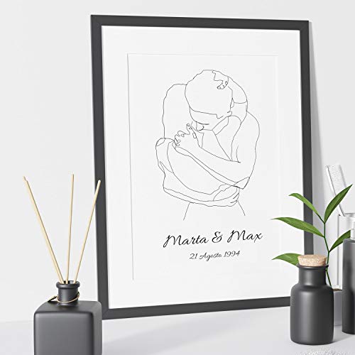 Lamina Personalizada Abrazo Pareja Nacnic con Nombre y Aniversario