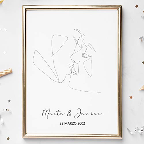 Lámina Personalizada de Beso de Pareja Nacnic con Nombre y Aniversario