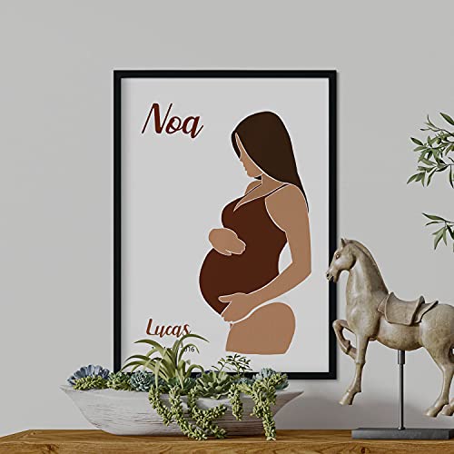 Lámina Personalizada Nacnic de Mujer Embarazada con Fecha de Nacimiento