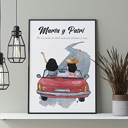 Lámina Personalizada Nacnic para Amigas con Nombres y Frase de Amistad
