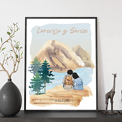 Lámina Personalizada Nacnic para Pareja con Dibujo en la Naturaleza