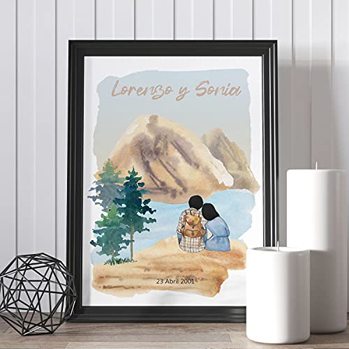 Lámina Personalizada Nacnic para Pareja con Dibujo en la Naturaleza