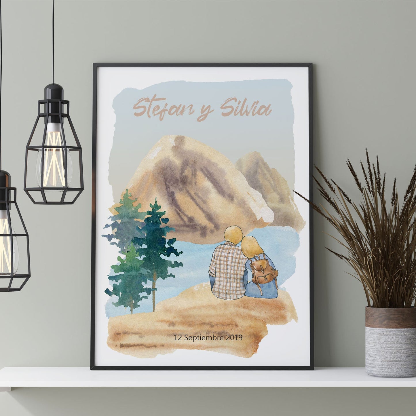 Lámina Personalizada Nacnic para Pareja con Dibujo de Naturaleza