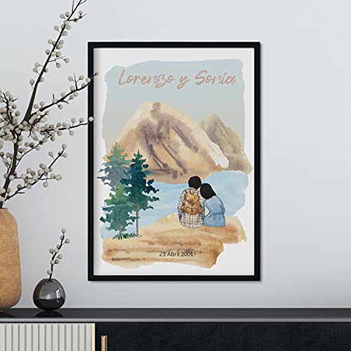 Lámina Personalizada Nacnic para Pareja con Dibujo en la Naturaleza