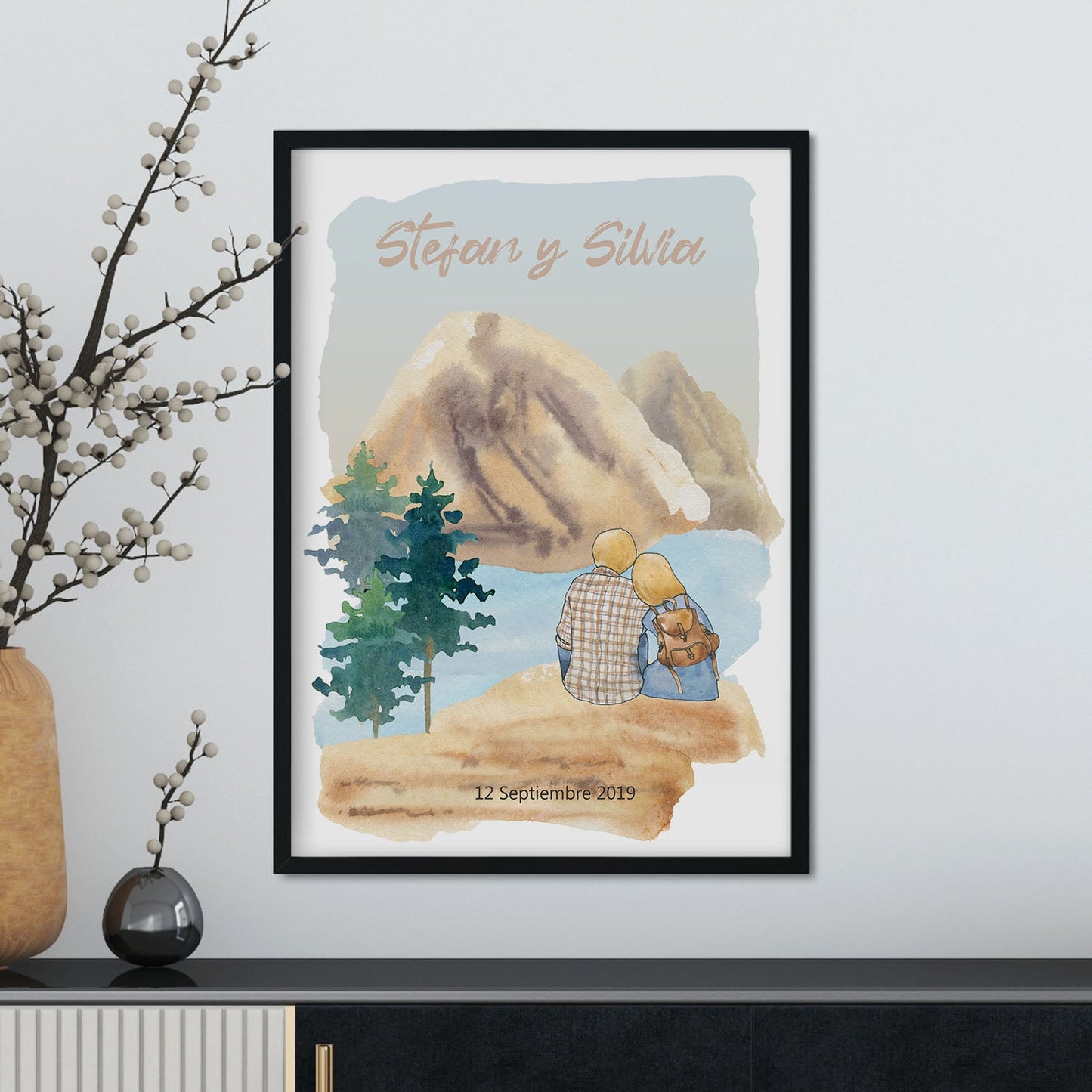 Lámina Personalizada Nacnic para Pareja con Dibujo de Naturaleza