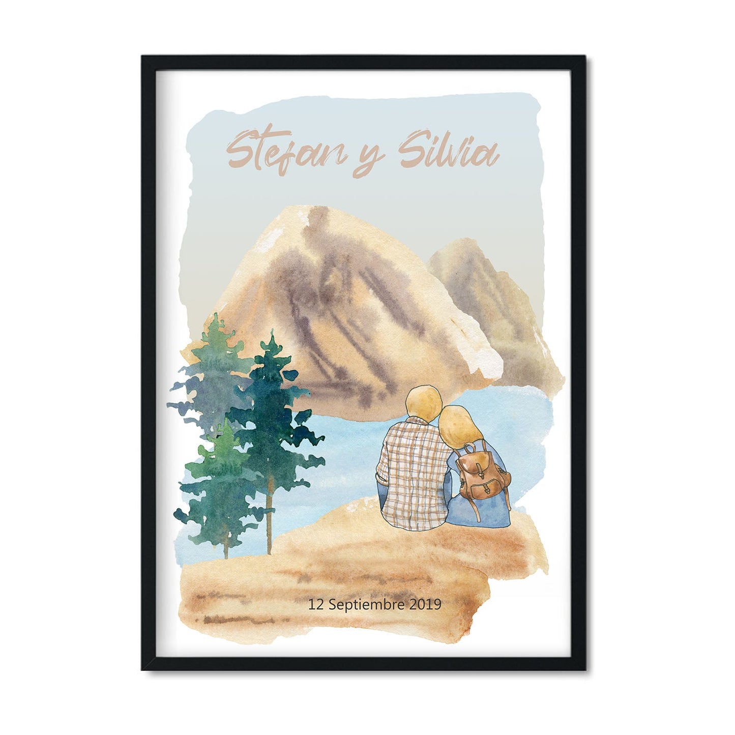 Lámina Personalizada Nacnic para Pareja con Dibujo de Naturaleza