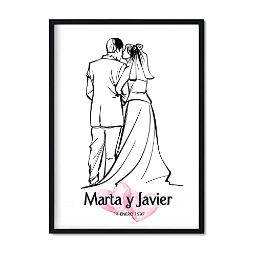 Lámina Personalizada Nacnic para Boda con Ilustración de Matrimonio