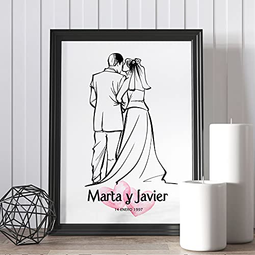 Lámina Personalizada Nacnic para Boda con Ilustración de Matrimonio