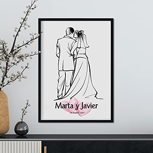 Lámina Personalizada Nacnic para Boda con Ilustración de Matrimonio