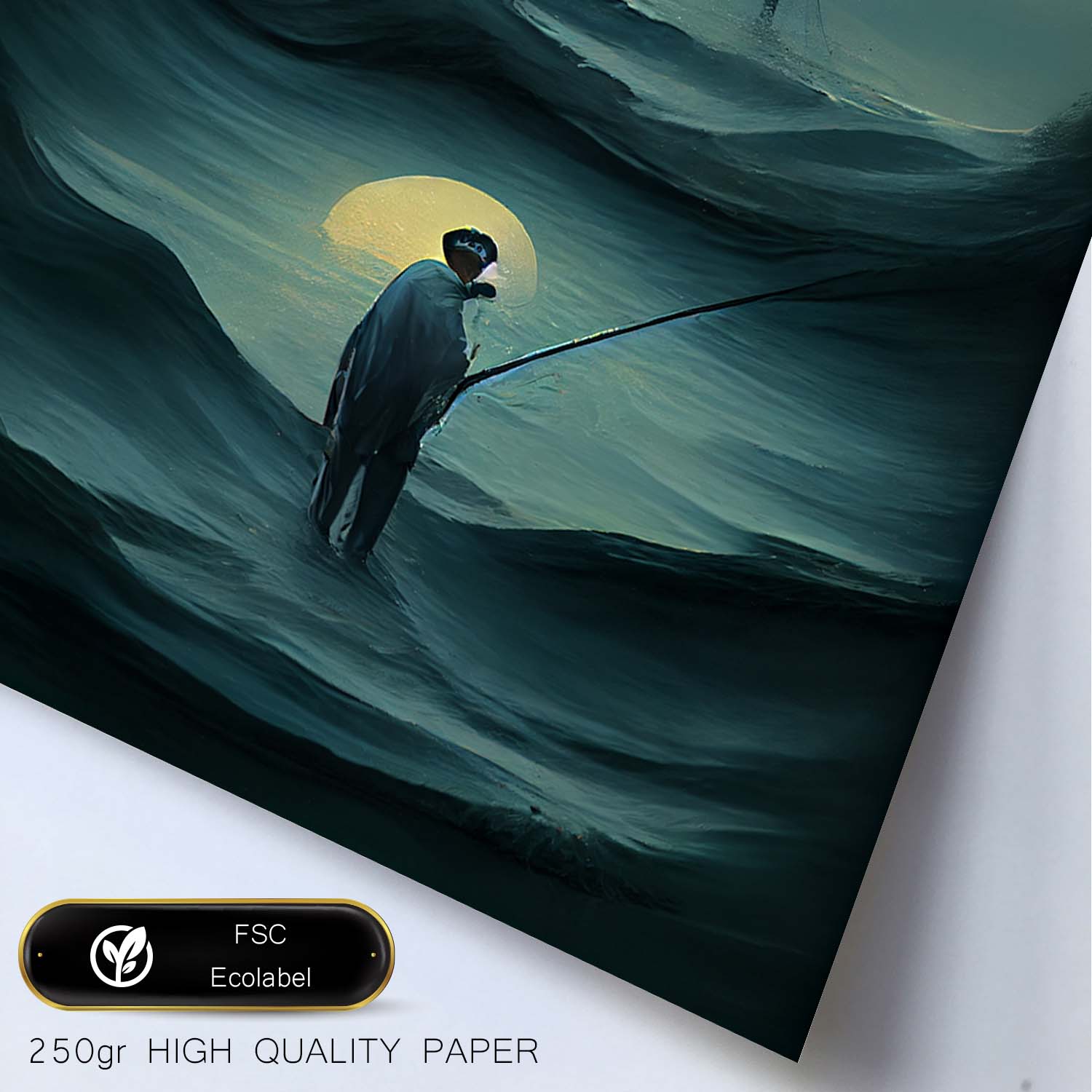 Nacnic Lámina Pescador Decidido al estilo de T. Burton. Ilustraciones de profesiones y oficios inspiradas en arte gótico y oscuro. Diseño y Decoración de Interiores.-Artwork-Nacnic-Nacnic Estudio SL