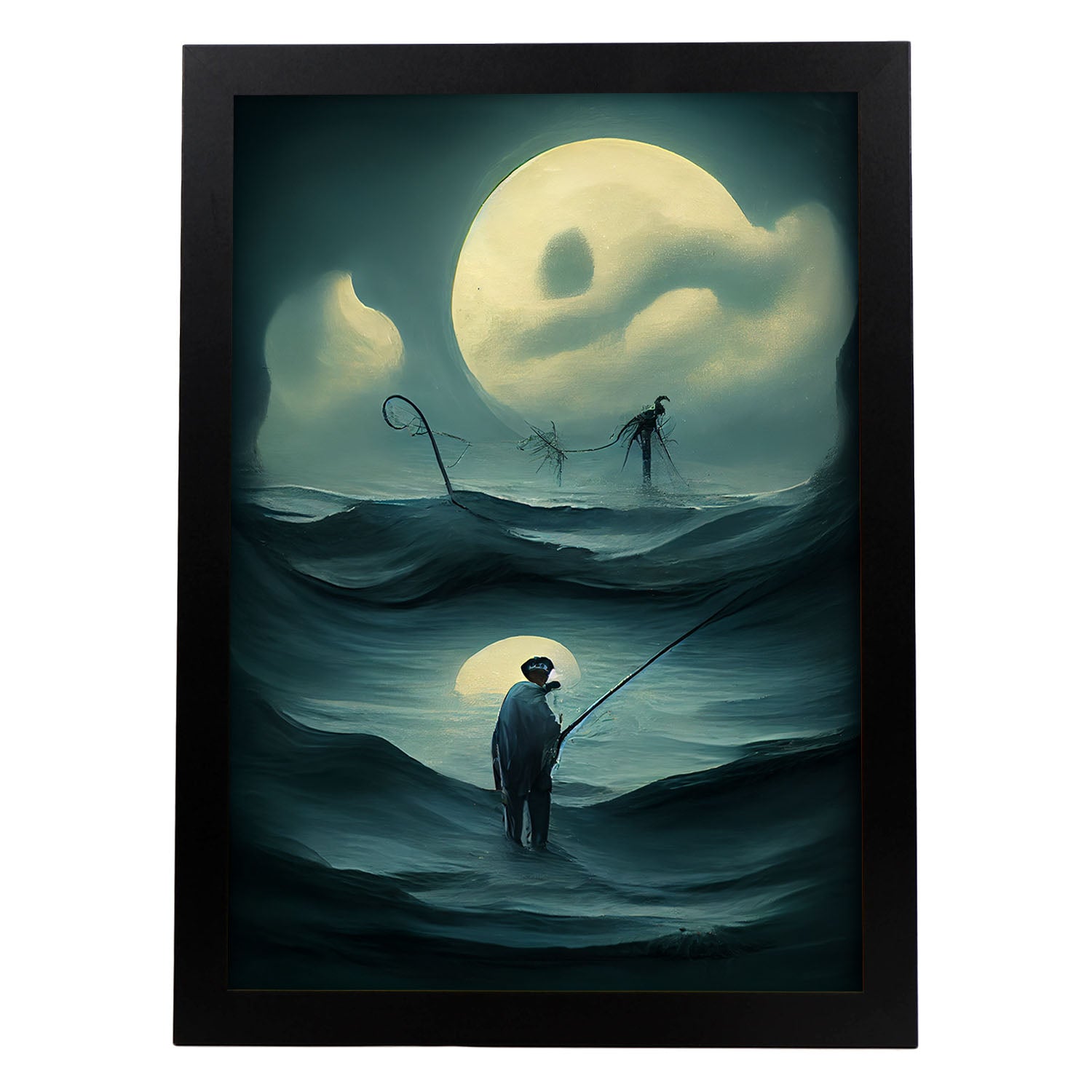 Nacnic Lámina Pescador Decidido al estilo de T. Burton. Ilustraciones de profesiones y oficios inspiradas en arte gótico y oscuro. Diseño y Decoración de Interiores.-Artwork-Nacnic-A4-Sin marco-Nacnic Estudio SL