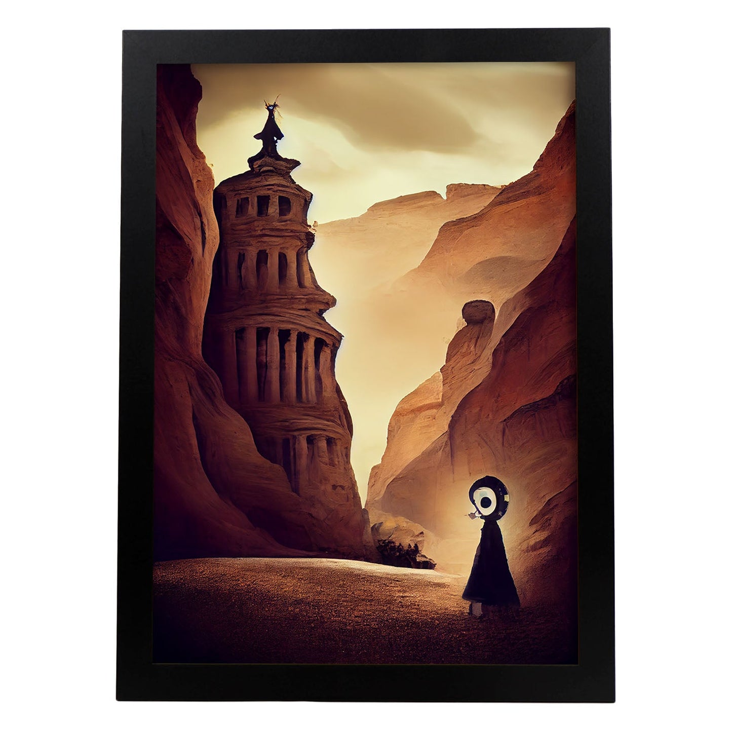 Nacnic Lámina Petra Empático al estilo de T. Burton. Ilustraciones de monumentos, ciudades, paises inspiradas en arte gótico y oscuro. Diseño y Decoración de Interiores.-Artwork-Nacnic-A4-Sin marco-Nacnic Estudio SL