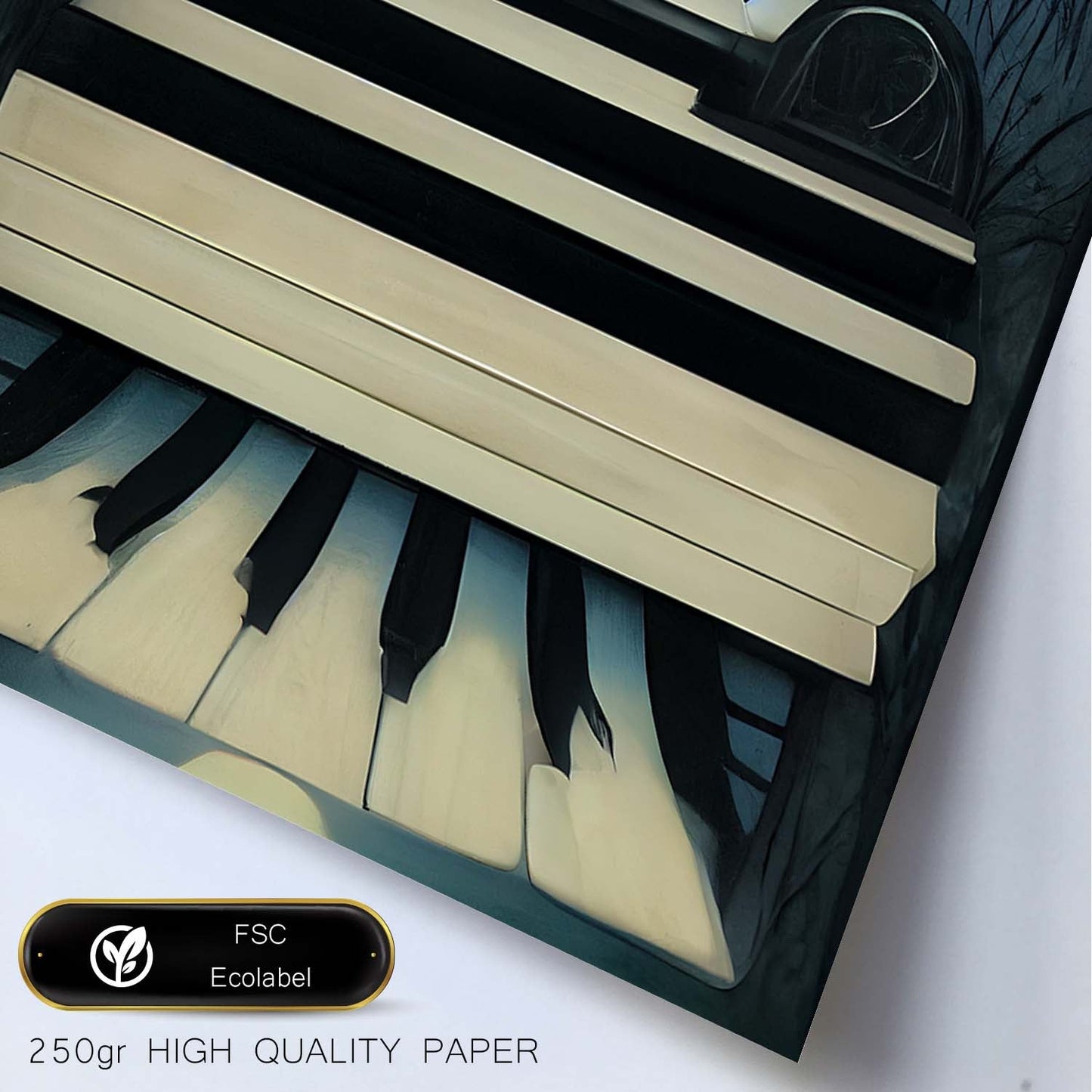Nacnic Lámina Piano Amistoso al estilo de T. Burton. Ilustraciones de escenas y lugares inspiradas en arte gótico y oscuro. Diseño y Decoración de Interiores.-Artwork-Nacnic-Nacnic Estudio SL
