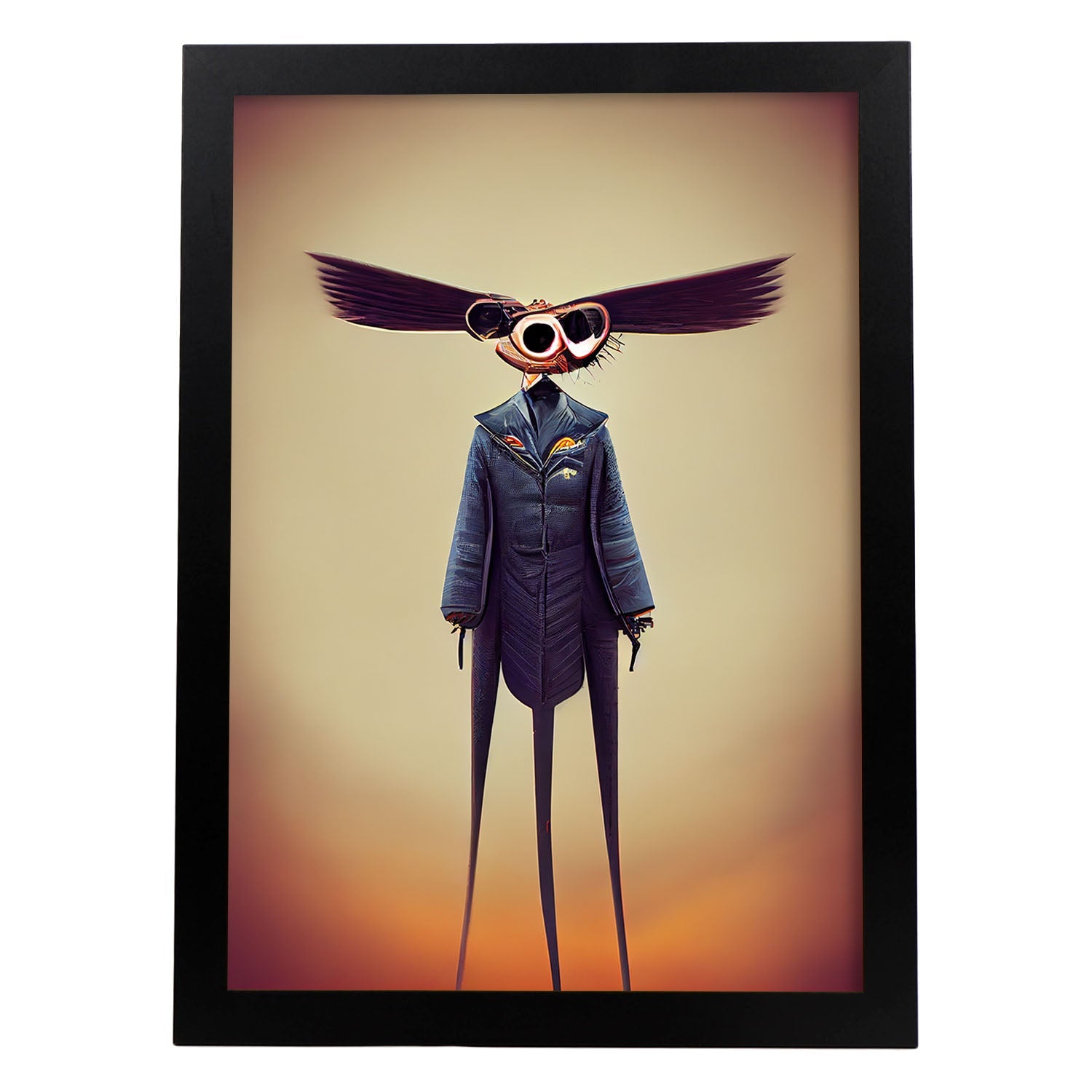 Nacnic Lámina Piloto Cariñoso al estilo de T. Burton. Ilustraciones de profesiones y oficios inspiradas en arte gótico y oscuro. Diseño y Decoración de Interiores.-Artwork-Nacnic-A4-Sin marco-Nacnic Estudio SL