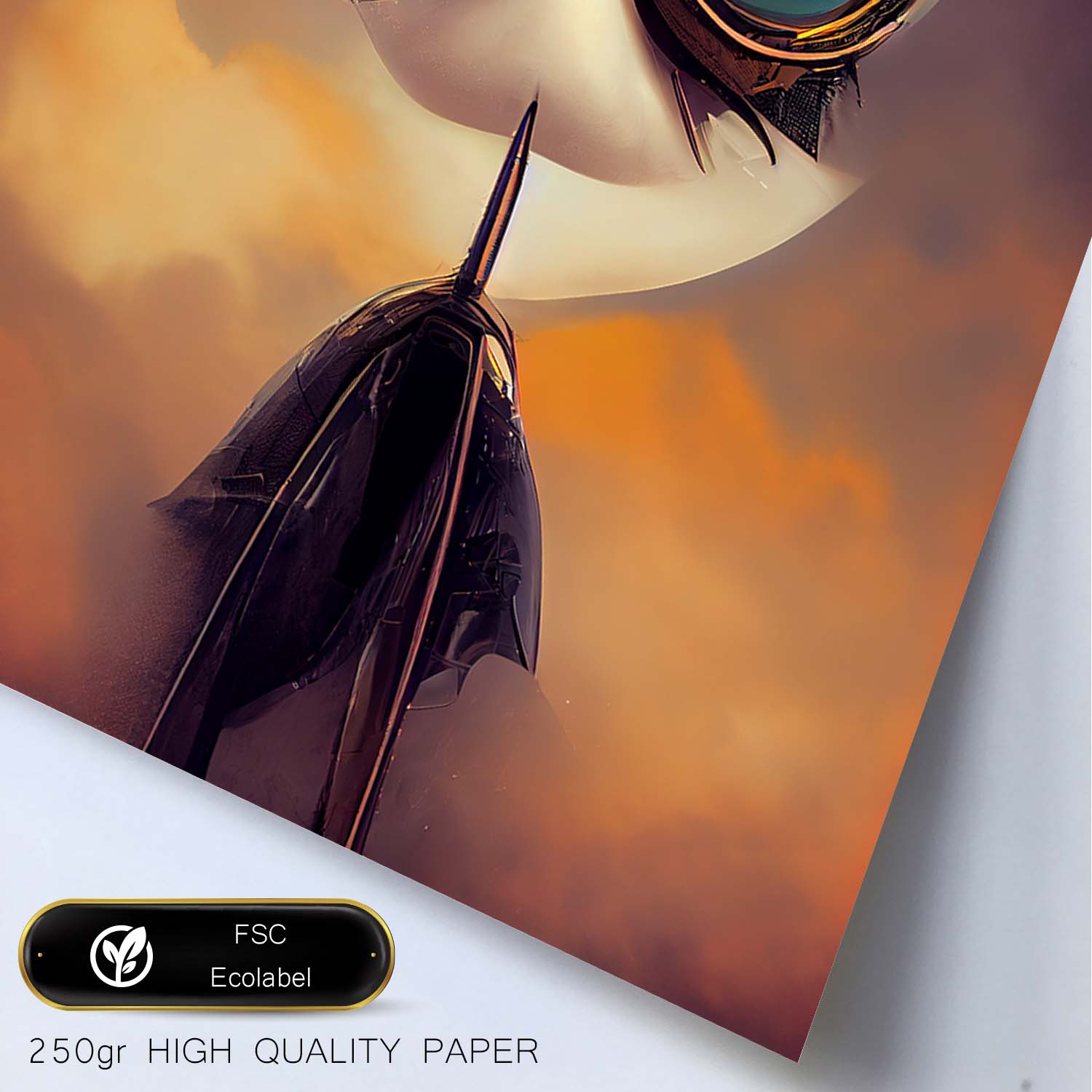 Nacnic Lámina Piloto Intelectual al estilo de T. Burton. Ilustraciones de profesiones y oficios inspiradas en arte gótico y oscuro. Diseño y Decoración de Interiores.-Artwork-Nacnic-Nacnic Estudio SL