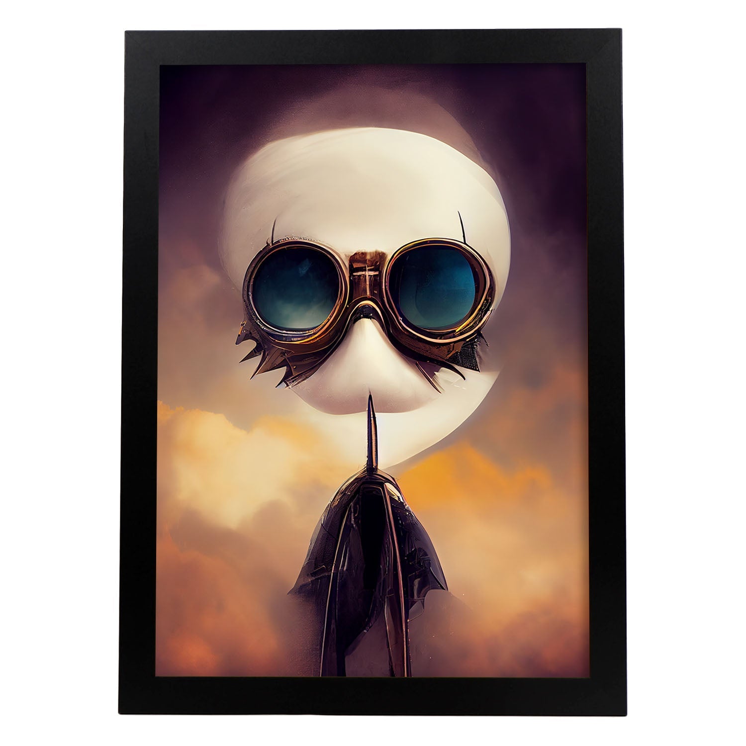 Nacnic Lámina Piloto Intelectual al estilo de T. Burton. Ilustraciones de profesiones y oficios inspiradas en arte gótico y oscuro. Diseño y Decoración de Interiores.-Artwork-Nacnic-A3-Sin marco-Nacnic Estudio SL