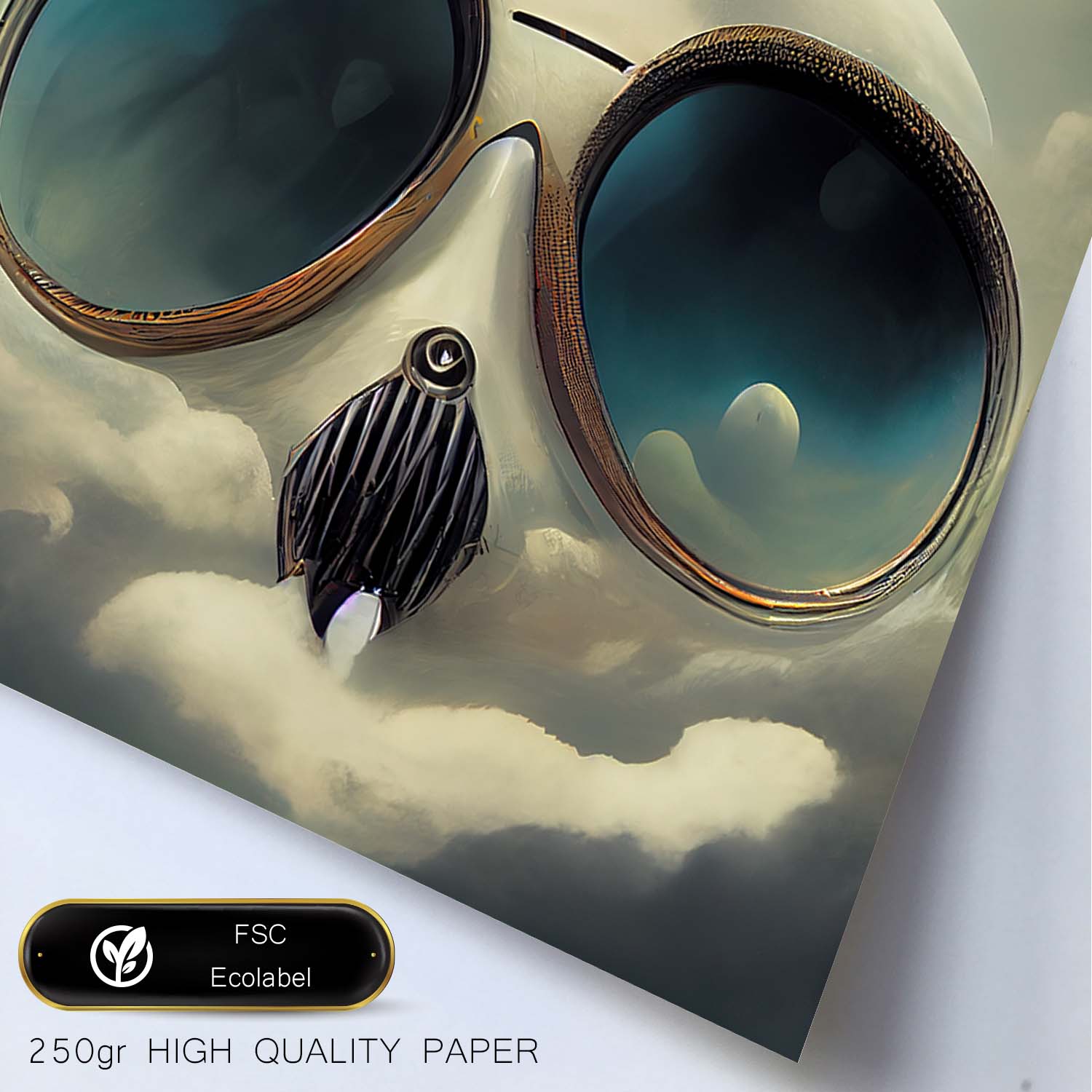 Nacnic Lámina Piloto Leal al estilo de T. Burton. Ilustraciones de profesiones y oficios inspiradas en arte gótico y oscuro. Diseño y Decoración de Interiores.-Artwork-Nacnic-Nacnic Estudio SL