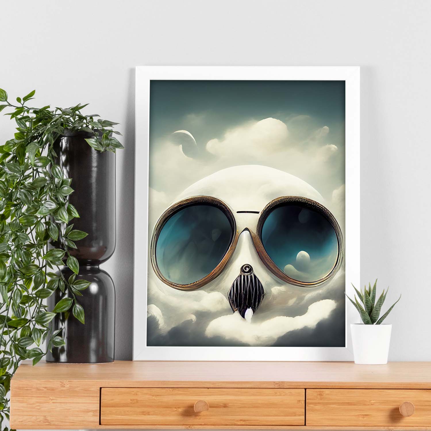 Nacnic Lámina Piloto Leal al estilo de T. Burton. Ilustraciones de profesiones y oficios inspiradas en arte gótico y oscuro. Diseño y Decoración de Interiores.-Artwork-Nacnic-Nacnic Estudio SL