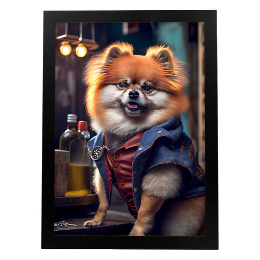 Nacnic Lámina Pomeranian Dependiente en estilo Fotografía a todo color. Divertidas ilustraciones realistas de animales con ropa humana. Diseño y Decoración de Interiores.-Artwork-Nacnic-A4-Sin marco-Nacnic Estudio SL